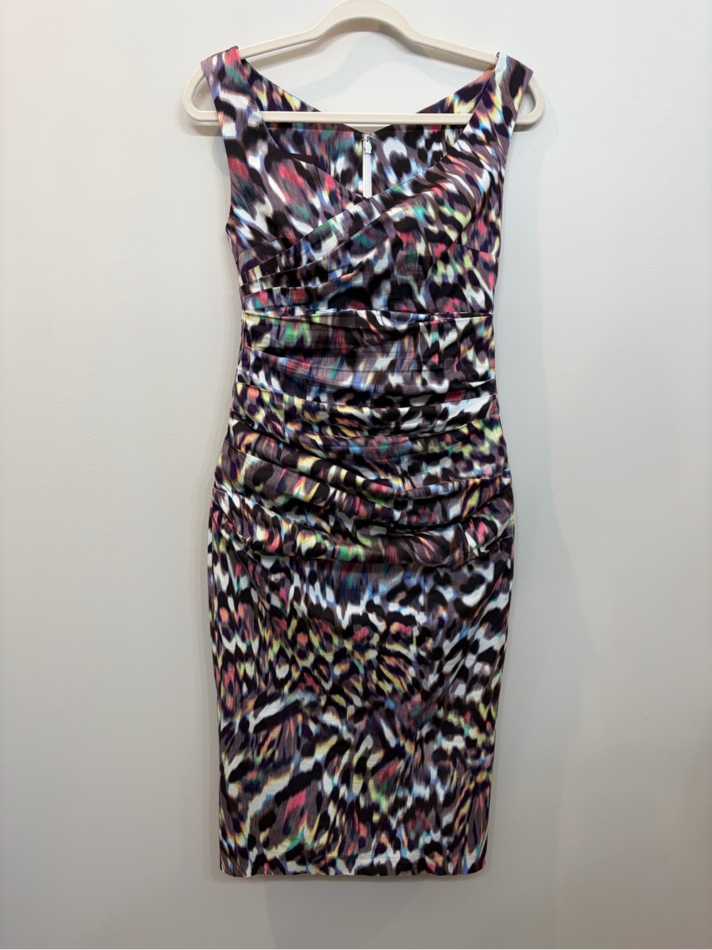 Talbot Runhof Women's Cocktail Dress Multi Color Abstract Print Size 10 Designer